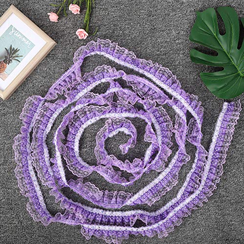 5 -Yard -Mesh Spitzenband, Druckpunkte Pailletten Mesh Lace Ribbon, DIY Craft Supply für Hochzeit, Geburtstagsfeier, Haarschmuck, Essentielle Accessoires, Breite Anwendung (PURPLE) von Tnfeeon