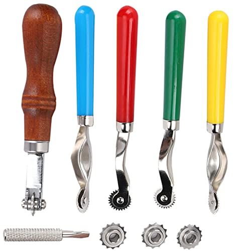 5pcs Tracing -, Schreibräder, Markierungsräder für Lederhandwerk, überstitisches Radwerkzeug mit Ergonomischem Griff, Komplettes Set für -Lederprojekte, Präzisionsstichloch von Tnfeeon