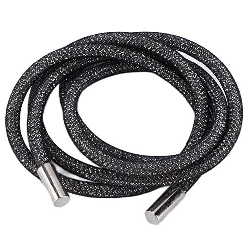 6mm Seil Kordel Trim Breite Glänzend Glitzer Dekoratives Zubehör für Schuhe Bekleidung(Fixed Length: 120cm long-6mm breites schwarzes Netz weiße Raute) von Tnfeeon