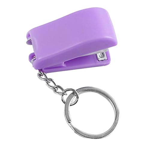 Charming Cartoon Mini Stapler-Schlüsselbund mit Schlüsselring, Ideales für Schüler, Vielseitiges Werkzeug für Künstler mit Plastikmaterial, Bequem zu Tragen, um Sich zu Tragen (PURPLE) von Tnfeeon