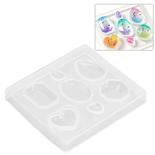 Flexibler Harz-Epoxid-Silikonform für Facettierte Edelsteinschmuck Klare und Tränenresistente Material Schmuck, das Werkzeug mit Herz, Rechteckigen, Runden Formen für Schlüsselanhänger, Ohrringe, von Tnfeeon