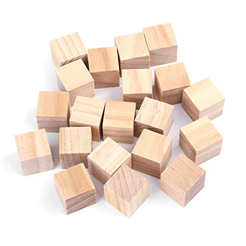 Holzwürfel, Unfertige Holzblöcke Kleine Quadratische Holzblöcke für Bastelarbeiten und DIY-Projekte(20mm （20）) von Tnfeeon