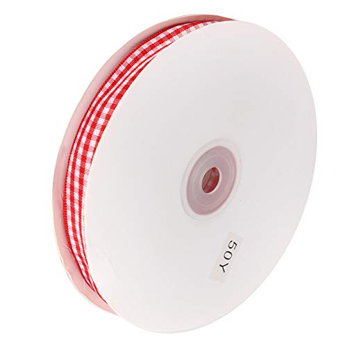 Kontrolliertes Band, 50 Yards Roll, Hochwertiges Band Zum Handwerk, Nähen und Dekorationen in Schwarz und Weiß, Rot Weiß, mit Vielseitigem Design, Klassischem Gitterstil Breit (rot und weiß) von Tnfeeon