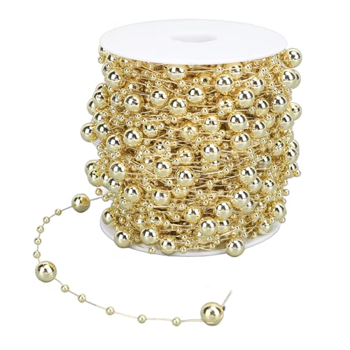 Künstliche Perlenperlenkettenrolle, Vielseitige 30 -m -Girlandstapfenperlen für Handwerk, 8 Mm und 3 Mm, Hochzeitsstrauß und Partydekorationen, Schön Praktisch mit Gutem Verschleiß (GOLD) von Tnfeeon