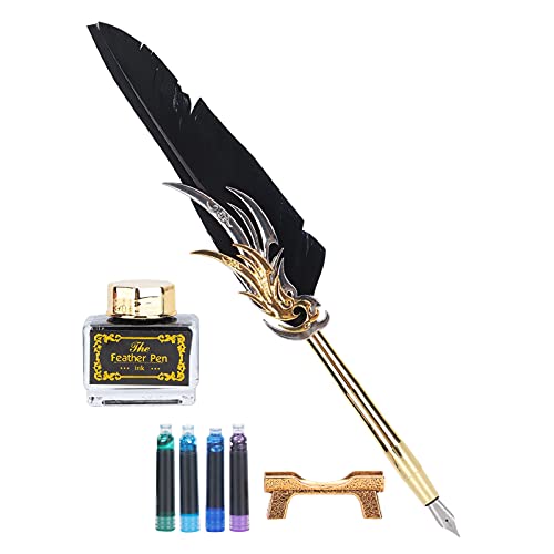Kugelschreiber mit Kalligrafie-Tinte, Kugelschreiber aus Edelstahl zum Schreiben, bequemer Griff mit Tintentasche, für (Black) von Tnfeeon