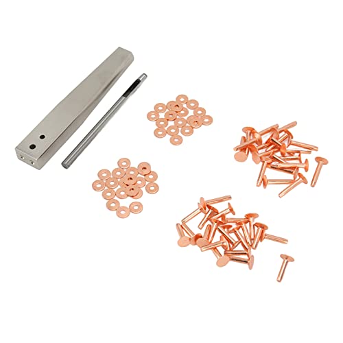 Leder Handwerk Kit Einfach Zu Installieren Kupfer Nieten Setter für Taschengurt, besetzte Kupfernieten mit Waschmaschinen, 40 Sets für Handgemachte Produkte (Stil A) (Stil C) von Tnfeeon