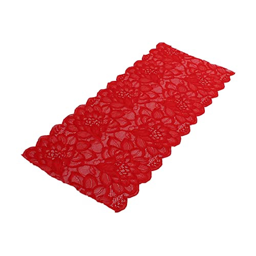 Spitzenband 23cm Breit für Bekleidungszubehör Schuhe Hut Nylon Hohe Elastizität(Groß Rot) von Tnfeeon