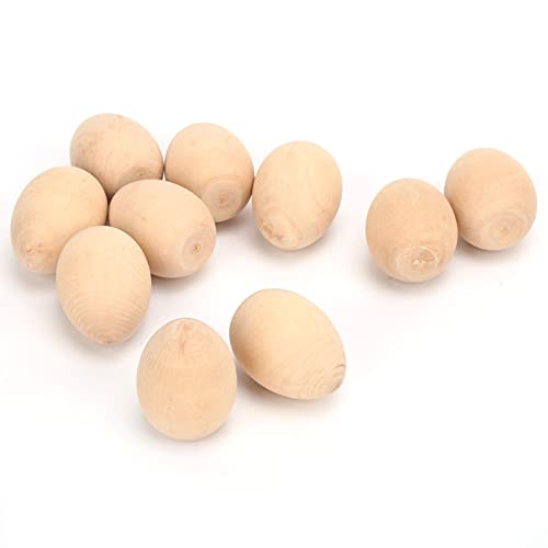 Tnfeeon 10 stücke Holz gefälschte Eier DIY Holz -eier für personalisierte Produktion, Geschmacklose Künstliche Eier für Geflügelstäbe (M) von Tnfeeon