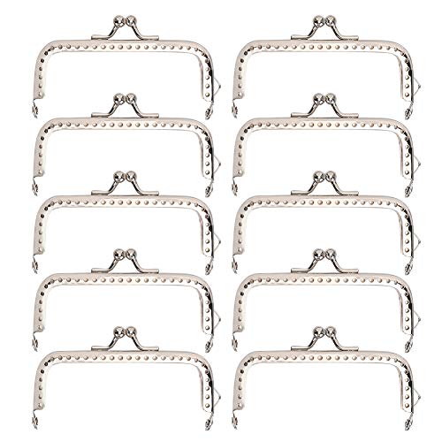 Tnfeeon 10Pcs Metall Geldbörsenrahmen, Quadratischer Geldbörsenrahmen Verschluss Verschluss Clip 8,5 Cm für Geldbörse Tasche Herstellung DIY Bastelbedarf von Tnfeeon