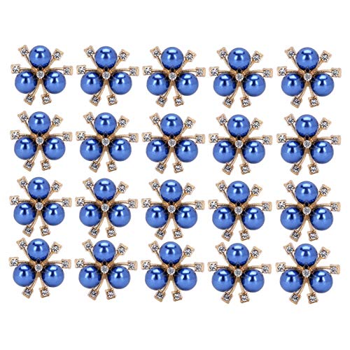 Tnfeeon 20 Stück Strass Perlen Blume Verzierungen Handwerk Perlen Blume Knöpfe für DIY Kleidung Manschette Manschette Brosche Modeschmuck Zubehör(Blau) von Tnfeeon