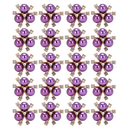 Tnfeeon 20 Stück Strass Perlen Blume Verzierungen Handwerk Perlen Blume Knöpfe für DIY Kleidung Manschette Manschette Brosche Modeschmuck Zubehör(Lila) von Tnfeeon