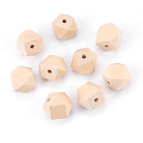 Tnfeeon 50 Stück Facettierte Holzperlen Unvollendete Geometrische Polyeder für DIY-Zubehör 20mm von Tnfeeon