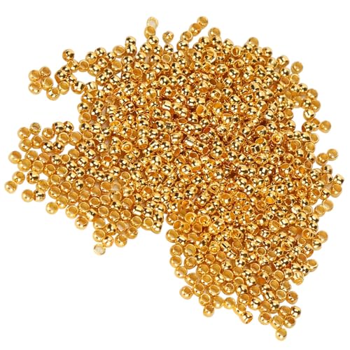 Tnfeeon 500pcs Eisen -Crimp -Perlen, 2 Mm Runde Abstandhalter für Schmuckherstellung, Sicheres Perlenkettenarmband, Einfach zu Bedienen mit Zangen, Einfachen und Luxuriösen Farben (GOLD) von Tnfeeon