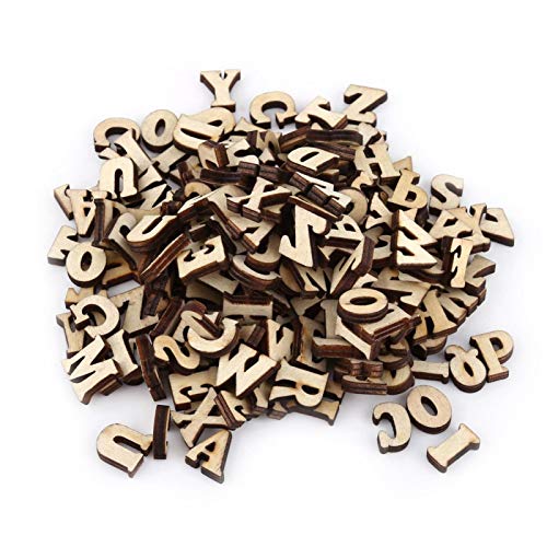 Hölzerne Zahlen/Buchstaben, 200 Stück Gemischte Hölzerne A-Z-Buchstaben / 0-9 Zahlen Unvollendete Holzbuchstaben Zahlen für DIY Craft Wedding Party Home Decoration(Englischer Brief) von Tnfeeon