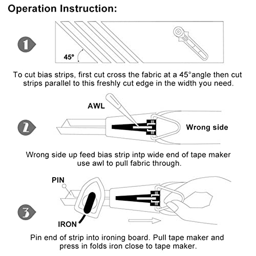 Tnfeeon Schnelle Vorspannungsbandproduktion, Vorspannungsband -Ordner Set für DIY Quilting -Nähen mit Kunststoff Stoff Guide von Tnfeeon