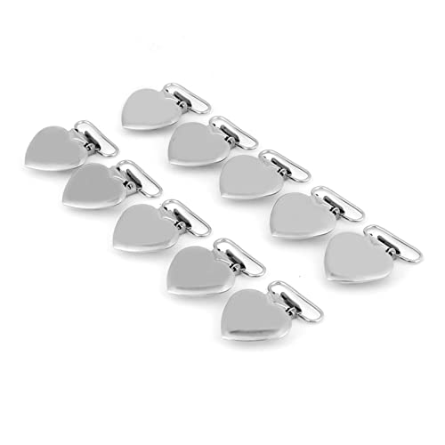 Tnfeeon Silber Herzforminsertion -Stützklammern, Set von 10 Metall -Federungsclips für Babykleidung von Tnfeeon