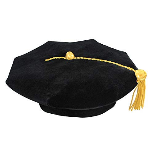 TngHui Deluxe Doctoral Graduation Tam mit Goldbarren Quaste für höhere Meister- und Doktoratszeremonien, Schwarz, 8 TngHui Deluxe Doctoral Graduation Tam mit Goldbarren Quaste für höhere Meister- und Doktoratszeremonien, Schwarz, 8 von TngHui