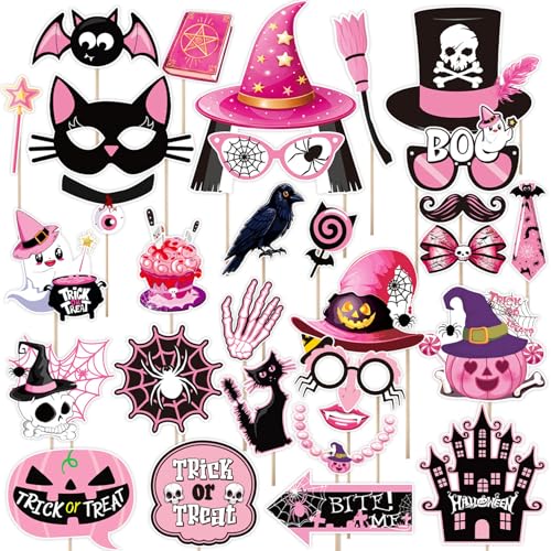 Halloween-Foto-Requisiten, Rosa, lustige Halloween-Selfie-Requisiten für Kinder und Erwachsene, Süßes oder Saures, Geisterkürbis-Requisiten für Partyzubehör, 30 Stück Halloween-Foto-Requisiten, Rosa, lustige Halloween-Selfie-Requisiten für Kinder und Erwachsene, Süßes oder Saures, Geisterkürbis-Requisiten für Partyzubehör, 30 Stück von Tnoeuz