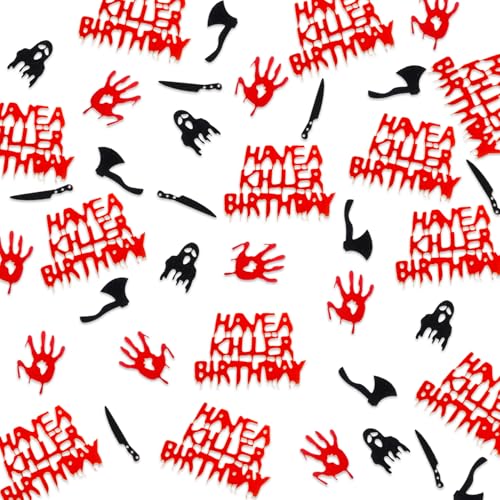 Halloween-Geburtstagsparty-Dekorationen, 200 Stück, mit Aufschrift "Have a Killer", schwarz-rot, gruselige Horror-Geburtstagsparty-Dekorationen Halloween-Geburtstagsparty-Dekorationen, 200 Stück, mit Aufschrift "Have a Killer", schwarz-rot, gruselige Horror-Geburtstagsparty-Dekorationen von Tnoeuz