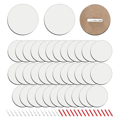 ToBeAce Sublimations-Knöpfe, Rohlinge mit Nadeln, 7,6 cm, MDF-Knöpfe, Abzeichen, Rohlinge, Hartfaserplatte, Sublimation, Namensschilder für Bastelarbeiten, Geschenke, 35 Stück ToBeAce Sublimations-Knöpfe, Rohlinge mit Nadeln, 7,6 cm, MDF-Knöpfe, Abzeichen, Rohlinge, Hartfaserplatte, Sublimation, Namensschilder für Bastelarbeiten, Geschenke, 35 Stück von ToBeAce