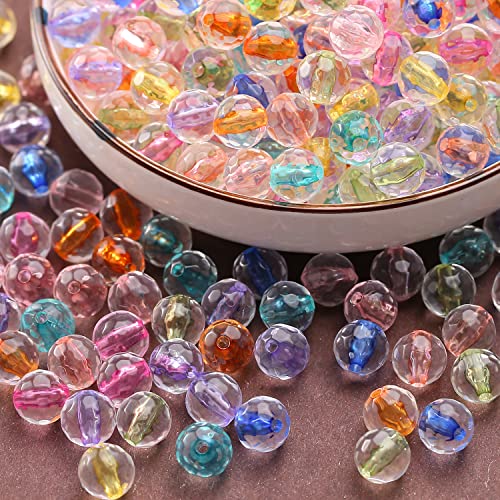ToBeIT 200 g runde Farbperlen Acrylperlen transparente Acryl facettierte runde Kugel Abstandshalter Perlen für Schmuckherstellung (Farbe Earth) von ToBeIT