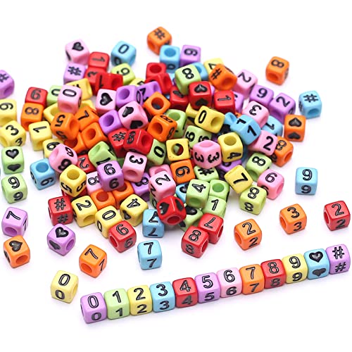 ToBeIT 800 Stück Zahlenperlen Acryl Würfel Perlen Alphabet Quadratische Buchstabenperlen für DIY Schlüsselanhänger Armbänder Halskette Schmuckherstellung (Farbe: Schwarz) von ToBeIT