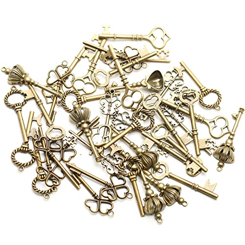 ToBeIT Vintage Deko Schlüssel Bronze 48pcs Schlüssel Retro Anhänger für Halskette zum Herstellen von Schmuck, Basteln (48) von ToBeIT