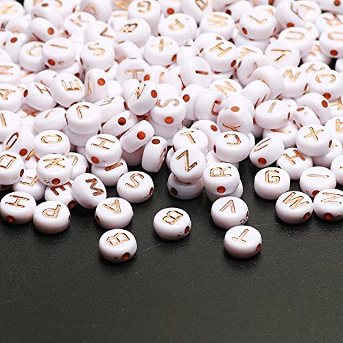 ToBeIT buchstabenperlen ca. 1000pcs buchstaben perlen bastelnperlen (rosegold+weiss) von ToBeIT