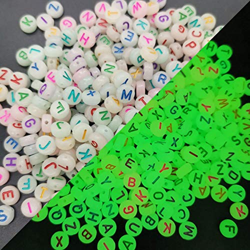 ToBeIT buchstabenperlen ca.1000pcs nachtleuchtende buchstaben perlen bastelnperlen acryl perlen (nachtleuchtend bunt) von ToBeIT