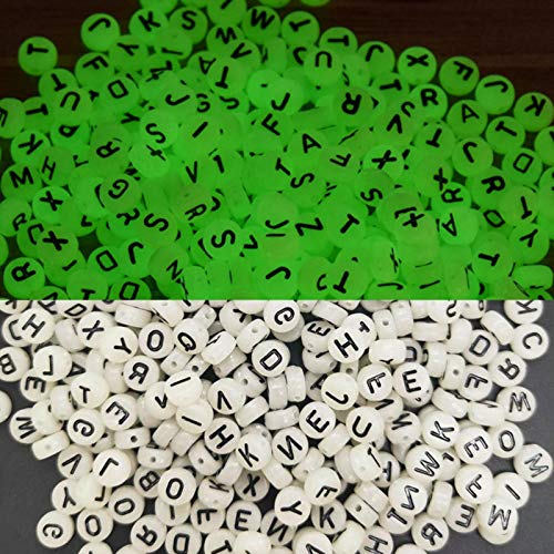 ToBeIT buchstabenperlen ca.1000pcs nachtleuchtende buchstaben perlen bastelnperlen acryl perlen (nachtleuchtend schwarz) von ToBeIT