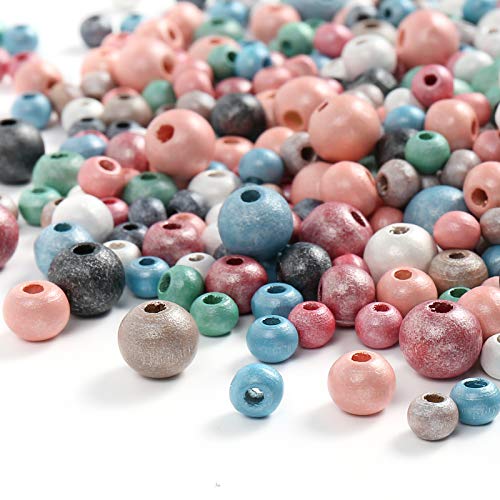ToBeIT holzperlen bunt holz ca.1200pcs perlen bastelnperlen perlen Holzkugeln für DIY Schmuck Zubehör (6/8/10mm) von ToBeIT