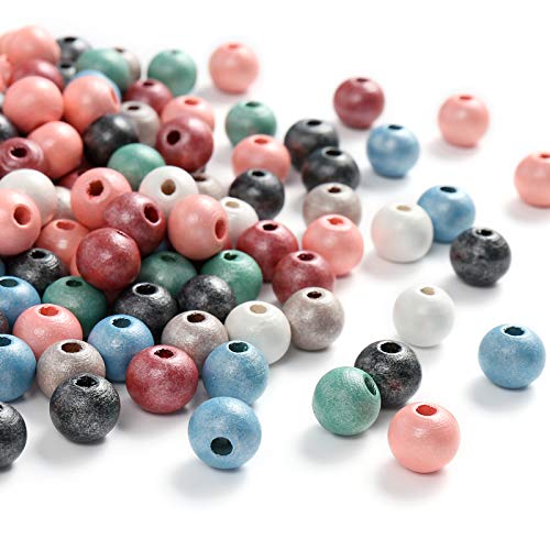 ToBeIT holzperlen ca.500pcs bunt Holz perlen bastelnperlen perlen Holzkugeln für DIY Schmuck Zubehör (10mm) von ToBeIT
