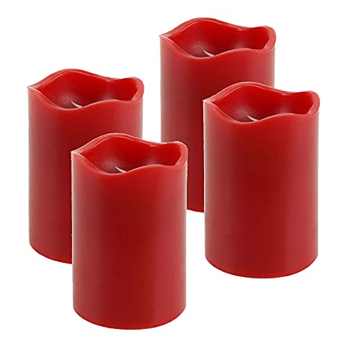 LED Echtwachs-Kerzen in Rot Timer 4er-Set Kerzen - Ø 5 x 6,5 cm von ToCi