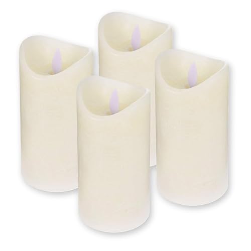 ToCi LED Kerzen Creme Ø 7,5 x 15 cm - 4er Set flammenlose Echtwachs-Kerzen - mit beweglicher Flamme und Timer - Adventskerzen Grablicher von ToCi