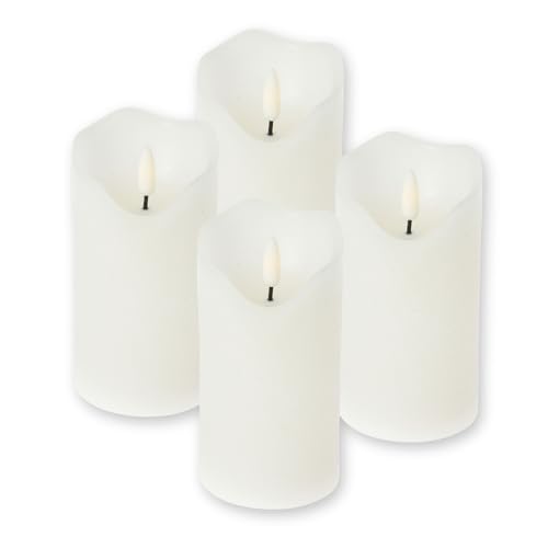 ToCi LED Kerzen Weiß Ø 7 x 12,5 cm - 4er Set mit schwarzem Docht und Timer - 4 flammenlose Echtwachs-Kerzen - Adventskerzen Grablicher von ToCi