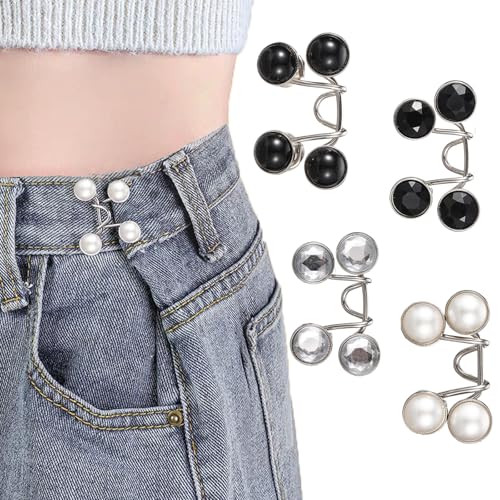 4 Set Hosen Enger Machen Clip,Hose Verkleinern Clip.Hosenknopf Hosenbund Taillenspanner,Ohne Nähen Taillepassform für Jeans & Jeansrock, 4 Varianten Wiederverwendbare Knopfnadeln (4 stück -StyleC) von ToKinCen