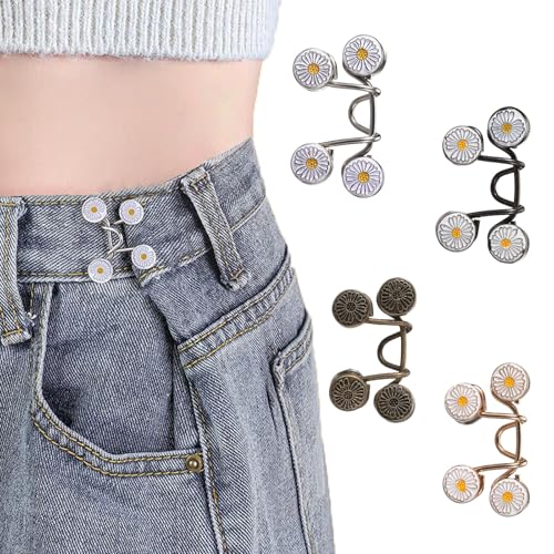 4 Set Hosen Enger Machen Clip,Hose Verkleinern Clip.Hosenknopf Hosenbund Taillenspanner,Ohne Nähen Taillepassform für Jeans & Jeansrock, 4 Varianten Wiederverwendbare Knopfnadeln (4 stück -StyleA) von ToKinCen