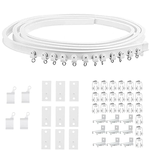 ToKinCen Decken Vorhangschiene Flexible 3m gebogene Vorhangschiene mit stummen Rollen, Deckenmontage, biegbare Raumteiler für Privatsphäre, GardinenFensterschienensystem von ToKinCen