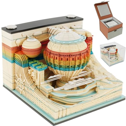 3D Notizblock Kreative Tischkalender-Notizblock mit Stifthalter 3D Memo Pad Papier Kann auch als Schreibtisch kalender DIY-Notizen Papier Schnitzen Geschenk Desktop Dekoration (Wandernd) von Toaboa
