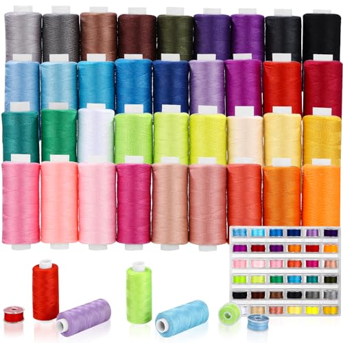 Toaren Nähgarn Set,NäHgarn für NäHmaschine,36 Farben 400 Yard Nähmaschinengarn je Garnrollen und 36 Unterfadenspulen,Garn Nähmaschinen Zubehör,Stickgarn Set,Nähen Zubehör für Overlock-Nähmaschinen Toaren Nähgarn Set,NäHgarn für NäHmaschine,36 Farben 400 Yard Nähmaschinengarn je Garnrollen und 36 Unterfadenspulen,Garn Nähmaschinen Zubehör,Stickgarn Set,Nähen Zubehör für Overlock-Nähmaschinen von Toaren