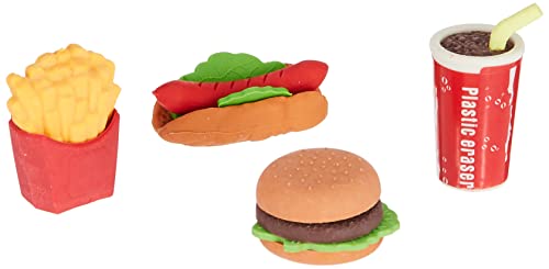 Fast Food Radiergummi in 4 amerikanischen Fast - Food Design, in einer Box aus Acryl, für Jungen und Mädchen ab 5 Jahren, ideal als Geschenk, ca. 3 cm von Tobar