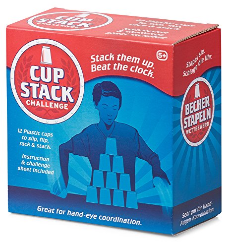 Tobar 19611 Becher Stapel Herausforderung Cup Stacker Challange 12 Stackbecher, blau oder rot von Tobar