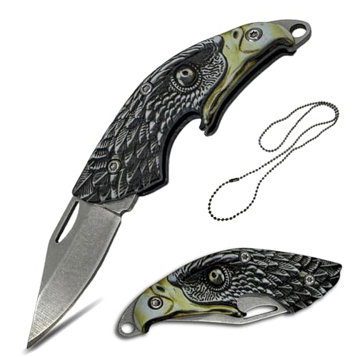 TobeedFnuuy Mini Taschenmesser, Klein Klappmesser, Adler Statue Messer Taschenmesser, Scharf Messer, EDC Messer, Flaschenöffner Dekorative Halsketten Anhänger Camping Outdoor Geschenk von TobeedFnuuy