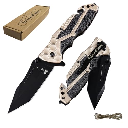 TobeedFnuuy Taschenmesser Klappmesser, Scharf Outdoor Messer mit Taschenclip, Gürtelmesser, Multifunktionswerkzeuge Flaschenöffner Glasbrecher Seilschneider, Outdoor Camping Geschenk von TobeedFnuuy