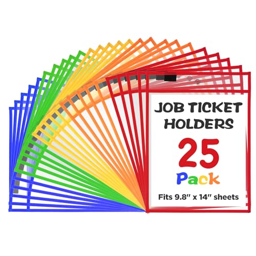 25 Stück sortierte Job-Ticket-Halter, 24,9 cm breit x 35,6 cm hoch, transparente Kunststoff-Ticket-Halter, einfach zu bedienen, wiederverwendbar und leicht zu löschen, Kunststoff-Rechnungshalter von Tobeelec