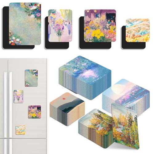 60 Stück Mini-Magnetmalerei Leinwand Panel Mini-Leinwand Tafeln zum Malen Mini-Fliesenkunst für Kühlschrank Schließfach Kunst Handwerk DIY (4 Größen) von Tobeelec