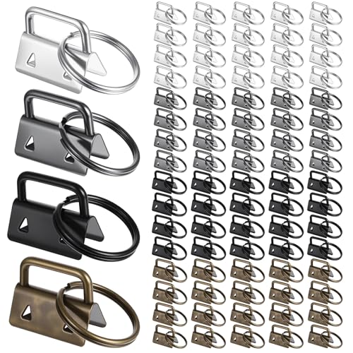 80-teiliges Schlüsselanhänger-Hardware-Set, 2,5 cm, mit Spaltring für Armband, Schlüsselband, Schlüsselanhänger-Bastelset, Bastelzubehör, Bastelzubehör für Geschenke (4 Farben) von Tobeelec