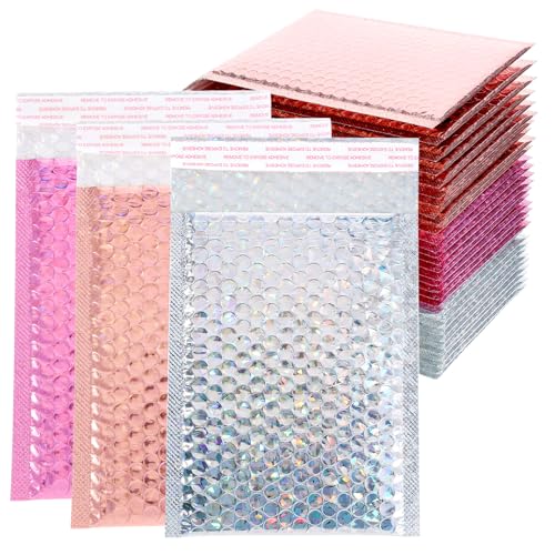 Holografische Luftpolster-Versandtaschen, blickdicht, gepolsterte Umschläge, selbstklebende Versandumschläge für Versand, Verpackung, Boutique, dicke Luftpolster-Versandtaschen, 15 x 20 cm, 60 Stück Holografische Luftpolster-Versandtaschen, blickdicht, gepolsterte Umschläge, selbstklebende Versandumschläge für Versand, Verpackung, Boutique, dicke Luftpolster-Versandtaschen, 15 x 20 cm, 60 Stück von Tobeelec