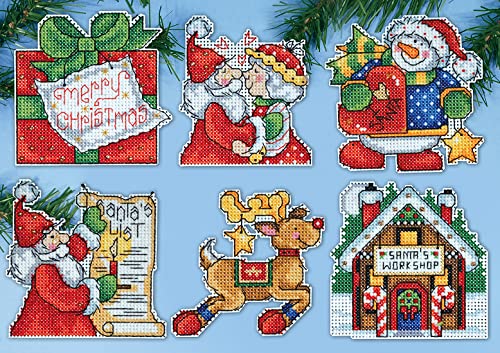 Kreuzstich Stickpackung Weihnachtsbaum-Dekoration Santas Werkstatt 6er Set, Zählmuster Kreuzstich Stickpackung Weihnachtsbaum-Dekoration Santas Werkstatt 6er Set, Zählmuster von Tobin