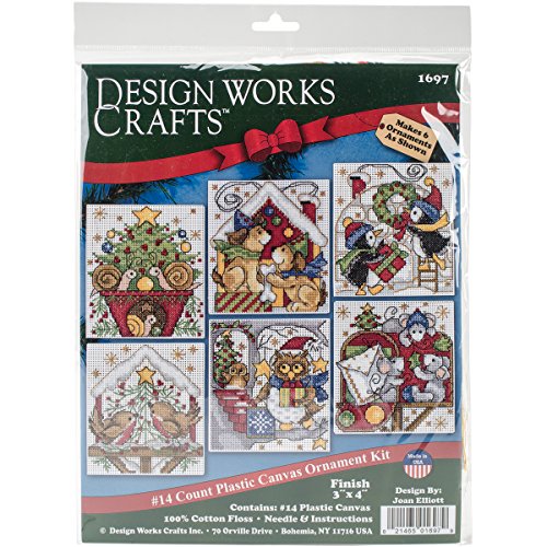 Tobin Home for Christmas Kreuzstich-Ornament-Set, Baumwolle, 8,9 x 10,2 cm, 14 Stück, 6 Stück, 3-1/2" x 4" Tobin Home for Christmas Kreuzstich-Ornament-Set, Baumwolle, 8,9 x 10,2 cm, 14 Stück, 6 Stück, 3-1/2" x 4" von Design Works